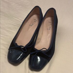 FS NY Navy Blue Suede and Patent Leather Women's Shoes